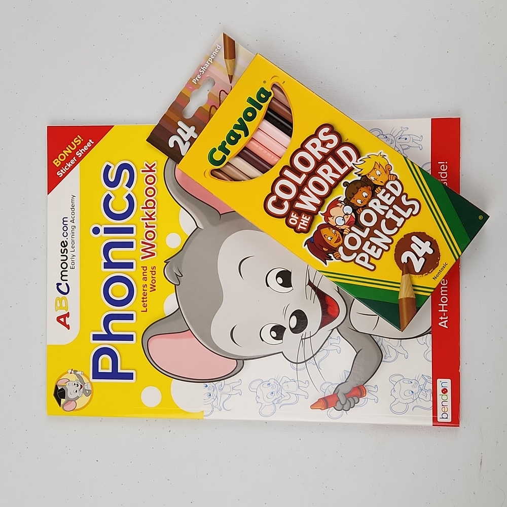 ABC Mouse Phonics Workbook with 24 Count of Crayola